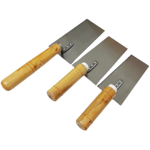 Stainless Steel Square-Head Mason's Trowel with Wooden Handle