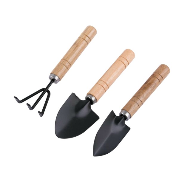 Durable Metal & Solid Wood 3-Piece Garden Tool Set