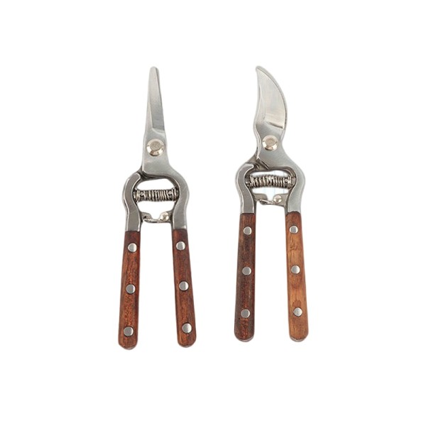 Durable Alloy Steel, Solid Wood-Handled, Industrial-Grade Pruning Shears