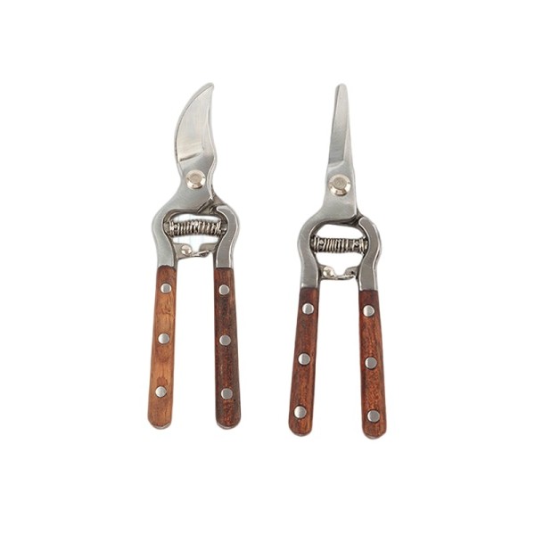 Durable Alloy Steel, Solid Wood-Handled, Industrial-Grade Pruning Shears